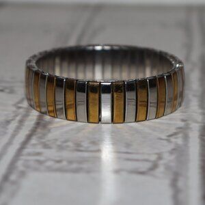 ⏳✨ Gold & Silver Stretch Bracelet · Watchband Style · 7.5" Around